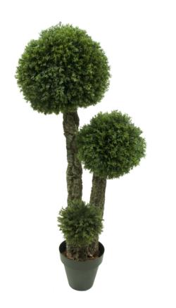 arbol de tuya verde 3 bolas tronco rustico - 145cm