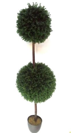 Arbol de tuya verde 2 bolas tronco recto - 145cm