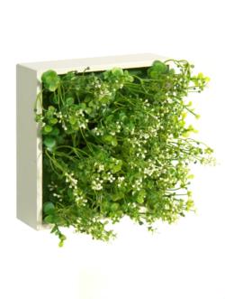 Concobox eucaliptus con flores crema 20x20x12 cms.