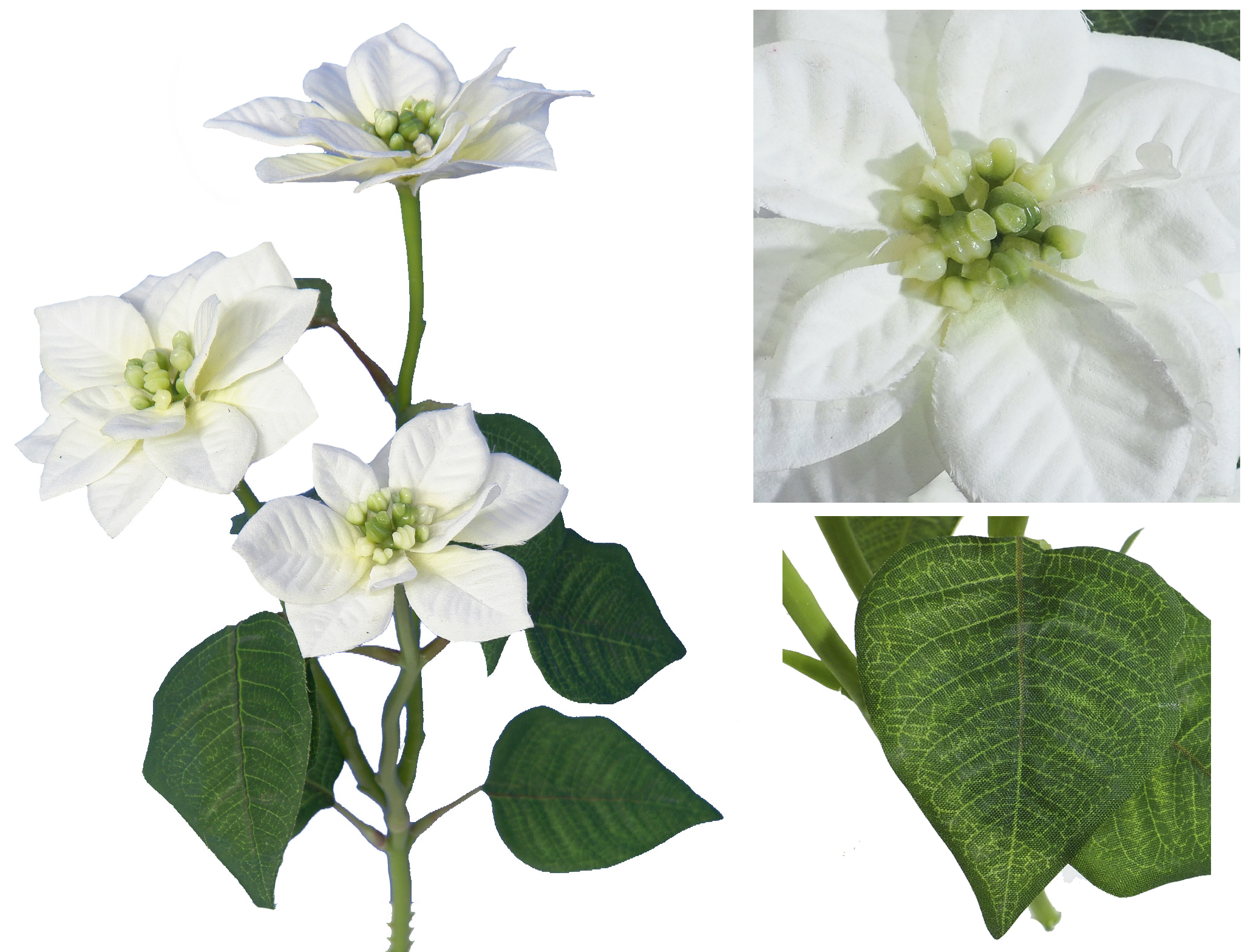 Mata Ponsetia blanca 3 flores Ø10 - 30cm Mata Ponsetia blanca 3 flores Ø10 - 30cm
