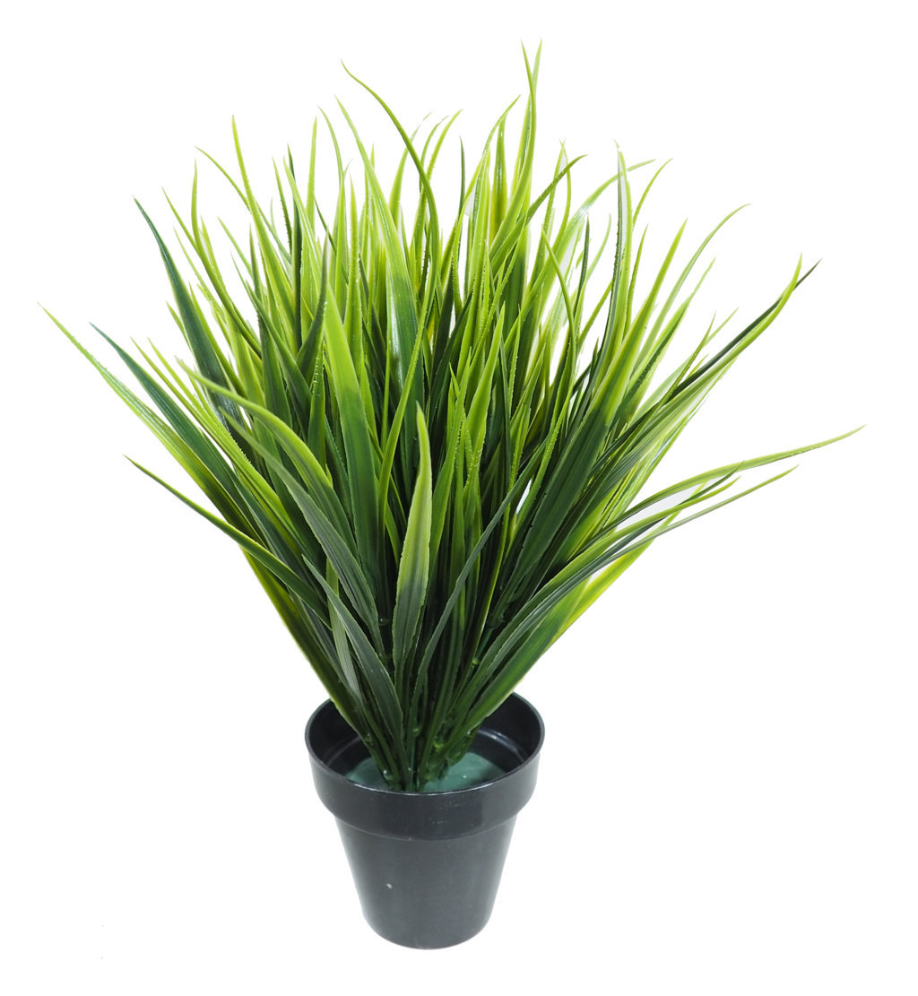 1275860A.jpg Hierba ancha verde plastico con maceta -35cm. - Imagen 1