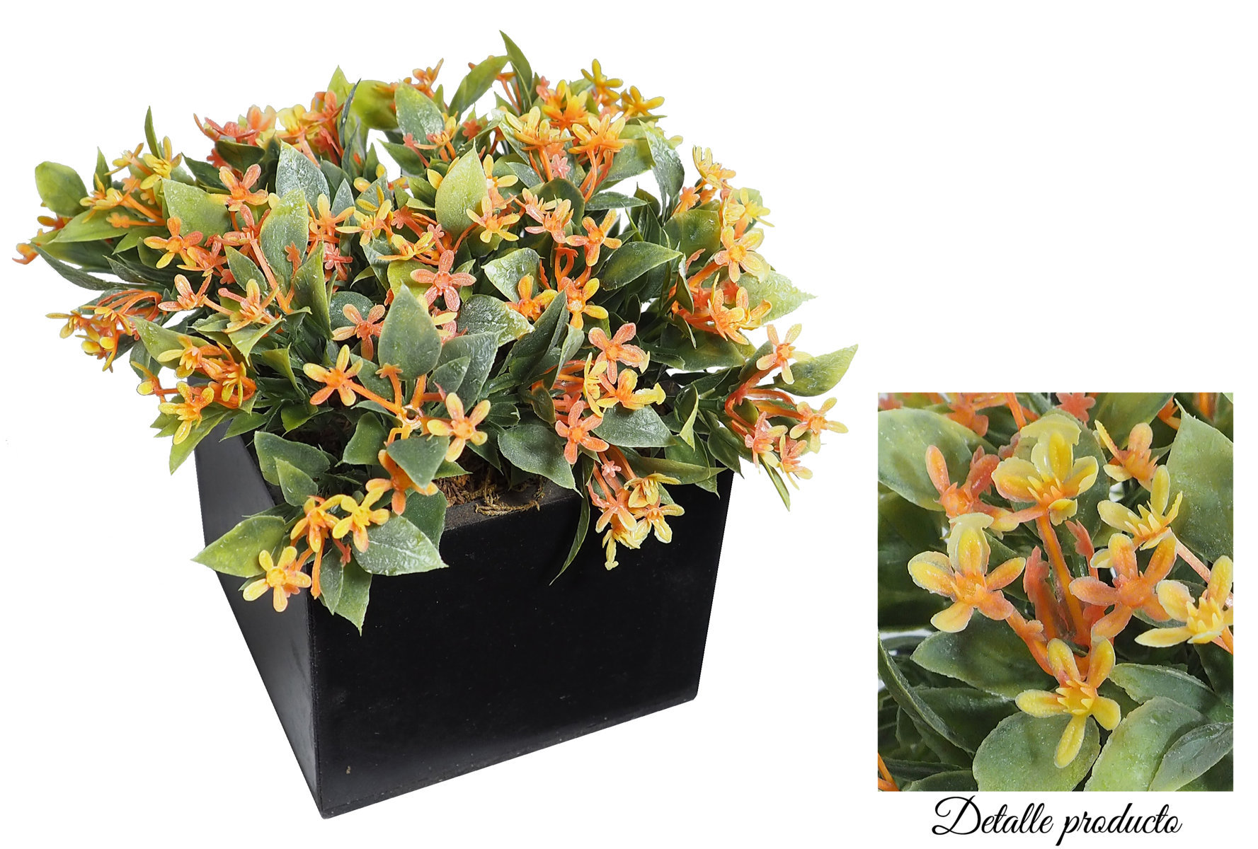 4872511U.jpg Black Box flores silv. naranja 11x11x16cm. - Imagen 1